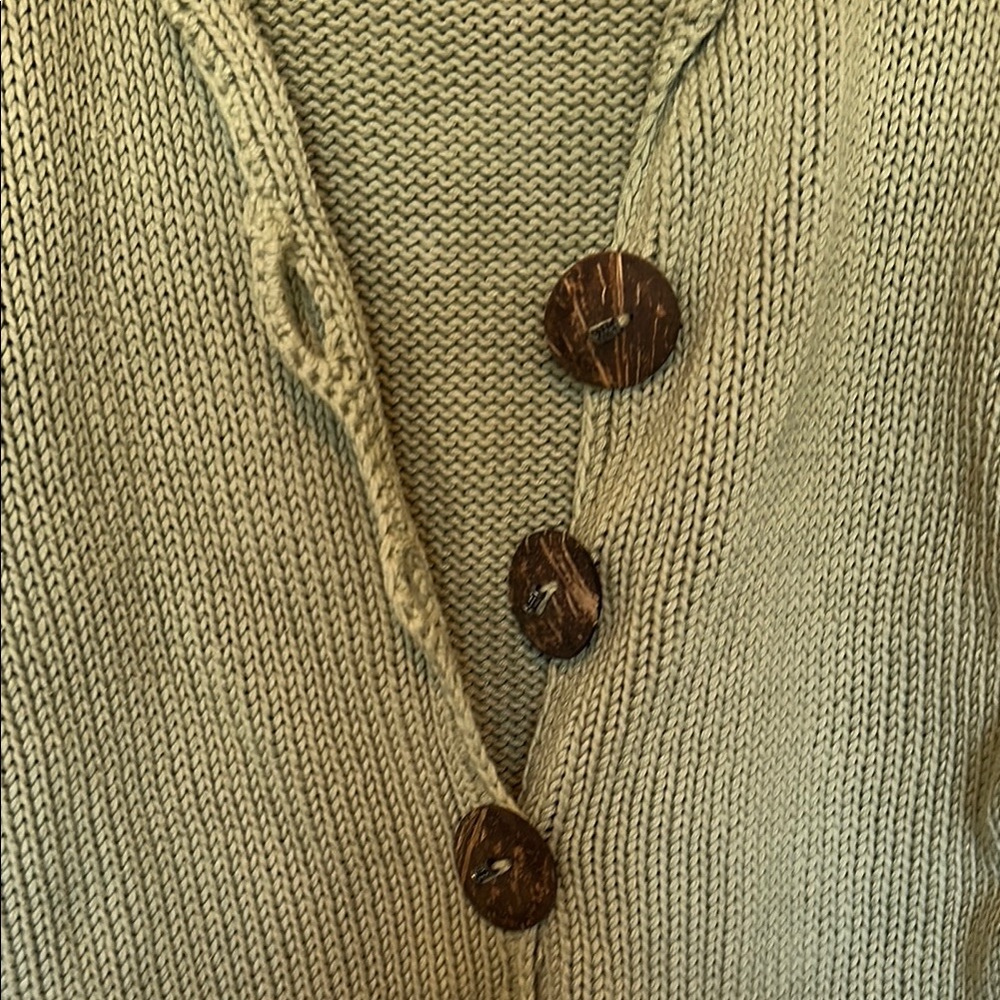 Olive Green Button-Up Sweater - Picture 4 of 4